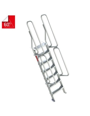 SG60 | Escalera de aluminio fija para entreplantas y altillos | Inclinación 60