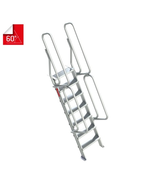 SG60 | Escalera de aluminio fija para entreplantas y altillos | Inclinación 60