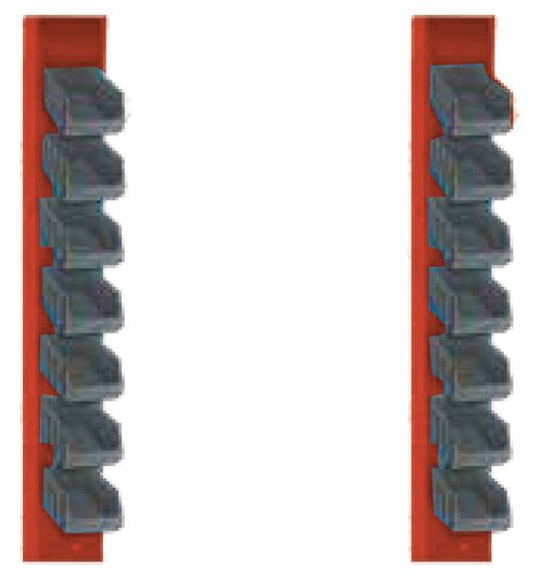2 columnas laterales portacubetas color rojo para banco de trabajo UNI-000UK1520PVMR | BANCOS DE TRABAJO