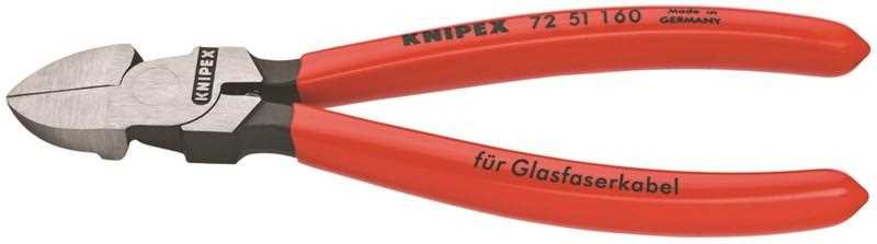 Alicate de corte diagonal para fibra óptica recubiertos de plástico 160 mm KNIPEX 72 51 160 KNI-72 51 160 | ALICATES