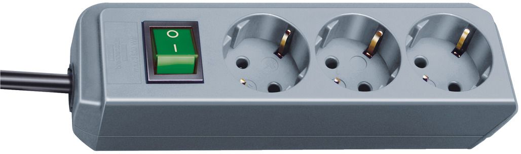 Base de tomas múltiples Eco-Line gris plata con interruptor BRE-1152340015 | BASES MÚLTIPLES