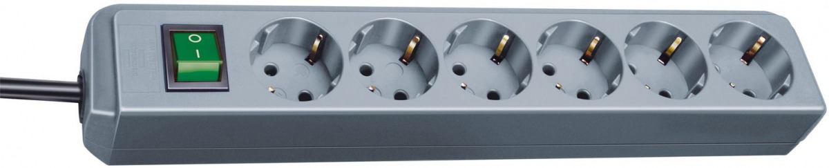Base de tomas múltiples Eco-Line gris plata con interruptor BRE-1152340015 | BASES MÚLTIPLES