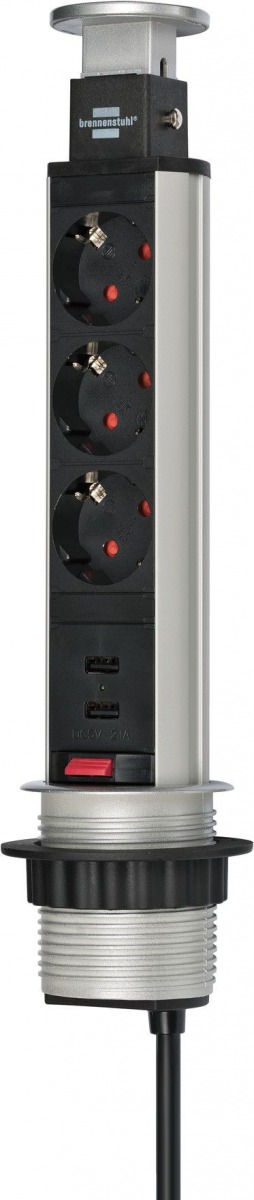 Base de tomas múltiples retráctil para mesas Tower Power con puertos USB BRE-1396200013 | BASES MÚLTIPLES 5