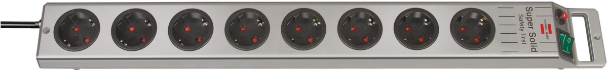 Base de tomas múltiples Super-Solid-Line color plata con la salida del cable en lado opuesto al interruptor BRE-1153340115 | BASES MÚLTIPLES