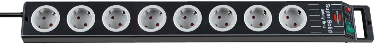 Base de tomas múltiples Super-Solid-Line negra con la salida del cable en lado opuesto al interruptor BRE-1153380115 | BASES MÚLTIPLES