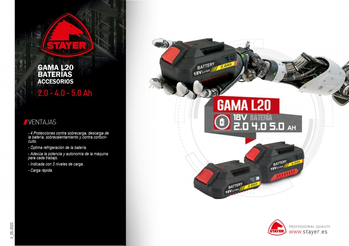 Batería de 2Ah compatible con toda la Gama L20 de STAYER STA-12.575 | BATERÍAS
