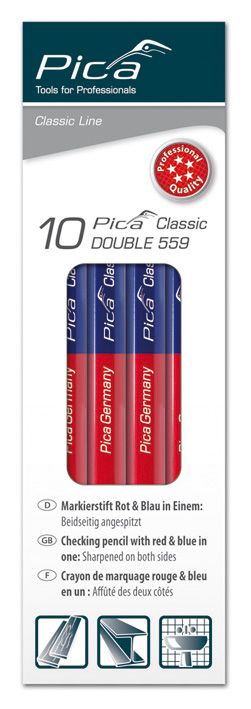 Caja con 10 lápices de doble punta roja y azul Classic DOUBLE 559 PIA-559-10 | MARCADORES