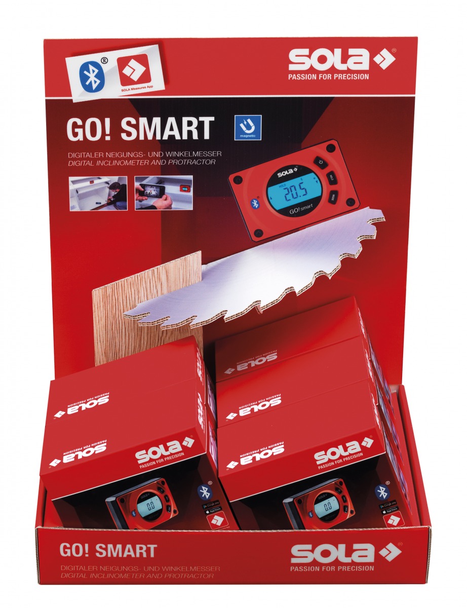 Caja expositora con 5 inclinómetros y goniómetros digitales con Bluetooth GO! Smart SOL-GOSMARTDISPLAY | INCLINOMETRO