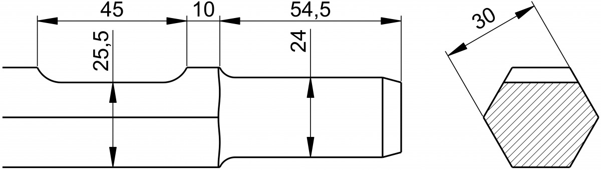 Cincel plano - Ø24/hex.30 - E24H300 Hitachi, Makita GUI-6278 | CINCELES