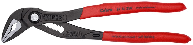 Cobra® ES Tenaza de agarre extra esbelta recubiertos de plástico antideslizante gris atramentado 250 mm (cartulina autoservicio/blíster) KNIPEX 87 51 250 SB KNI-87 51 250 SB | TENAZAS