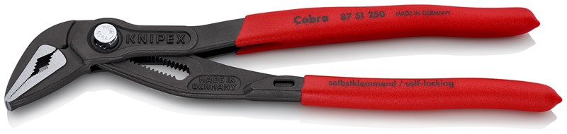 Cobra® ES Tenaza de agarre extra esbelta recubiertos de plástico antideslizante gris atramentado 250 mm (cartulina autoservicio/blíster) KNIPEX 87 51 250 SB KNI-87 51 250 SB | TENAZAS