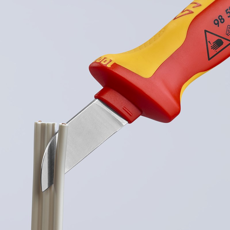 Cuchillo para cable mango aislante en dos componentes, según norma VDE 190 mm KNIPEX 98 52 KNI-98 52 | PELACABLES