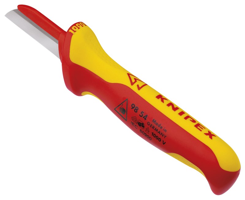 Cuchillo para cable mango aislante en dos componentes, según norma VDE 190 mm KNIPEX 98 54 KNI-98 54 | PELACABLES