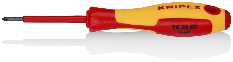 Destornillador para tornillos cruciformes Pozidriv® mango aislante en dos componentes, según norma VDE bruñido 162 mm KNIPEX 98 25 00 KNI-98 25 00 | DESTORNILLADORES
