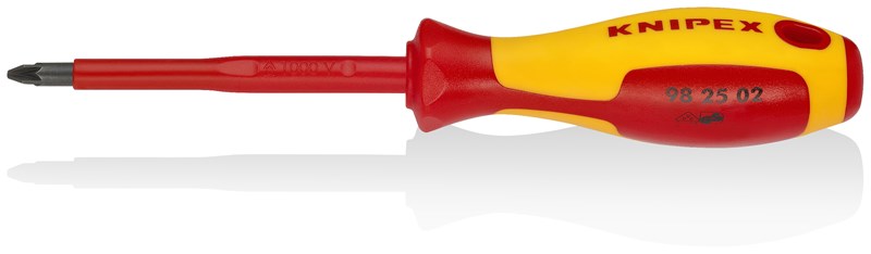 Destornillador para tornillos cruciformes Pozidriv® mango aislante en dos componentes, según norma VDE bruñido 212 mm KNIPEX 98 25 02 KNI-98 25 02 | DESTORNILLADORES