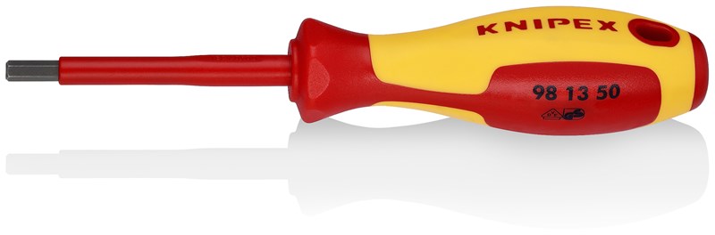 Destornillador para tornillos de hexágono interior mango aislante en dos componentes, según norma VDE bruñido 187 mm KNIPEX 98 13 50 KNI-98 13 50 | DESTORNILLADORES