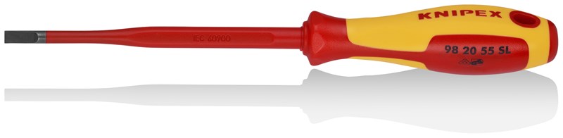 Destornillador (Slim) para tornillos planos mango aislante en dos componentes, según norma VDE bruñido 232 mm KNIPEX 98 20 55 SL KNI-98 20 55 SL | DESTORNILLADORES