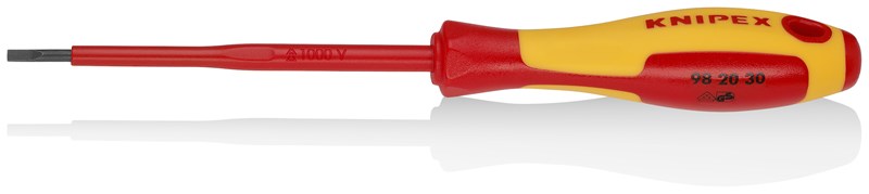 Destornilladores para tornillos planos mango aislante en dos componentes, según norma VDE bruñido 202 mm KNIPEX 98 20 30 KNI-98 20 30 | DESTORNILLADORES