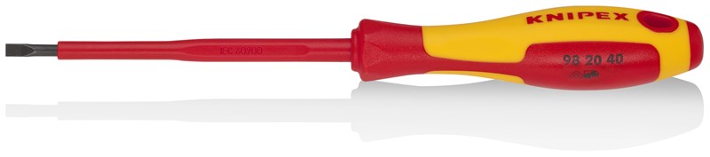 Destornilladores para tornillos planos mango aislante en dos componentes, según norma VDE bruñido 202 mm KNIPEX 98 20 40 KNI-98 20 40 | DESTORNILLADORES