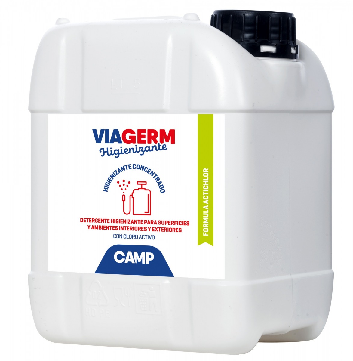 Detergente higienizante concentrado con cloro activo para superficies Viagerm Actichlor CAM-3032-005 | QUÍMICOS