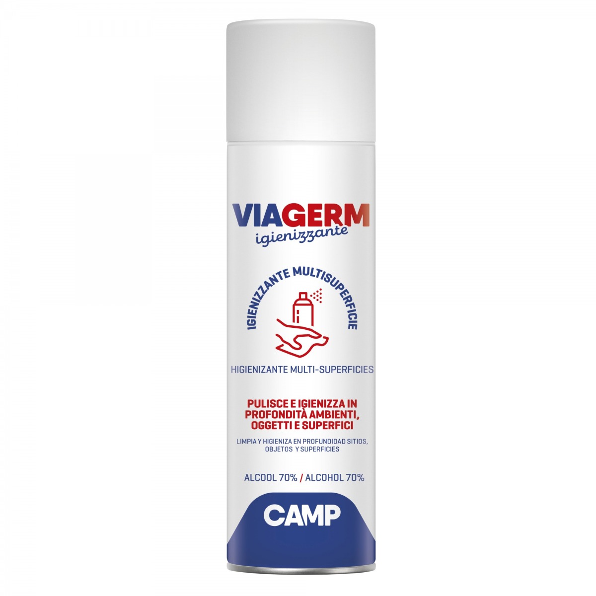 Detergente higienizante multisuperficies en spray con 70% de alcohol Viagerm CAM-3033-500 | QUÍMICOS