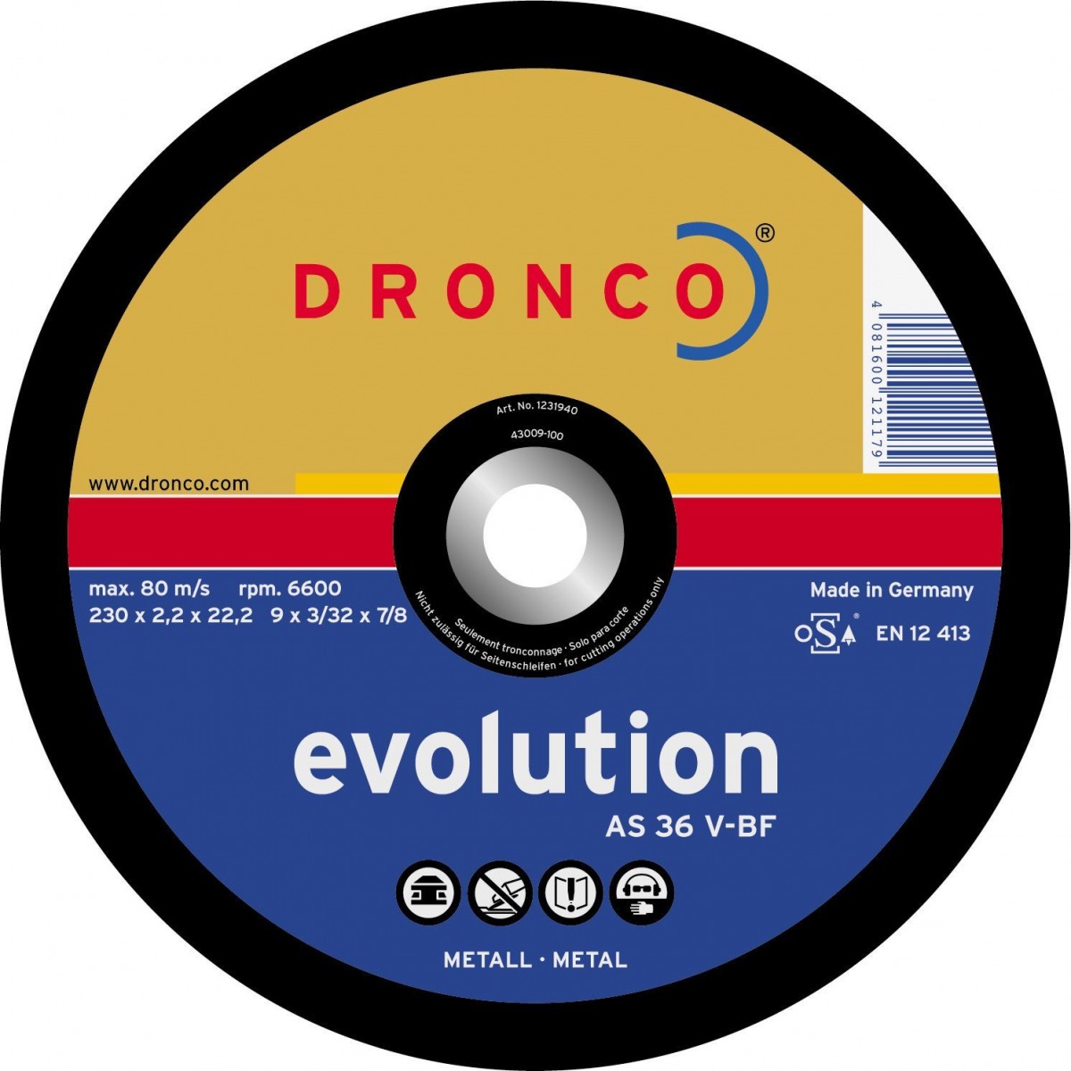 Disco de corte AS 36 V Evolution DRO-AS36V-115 | DISCOS DE CORTE