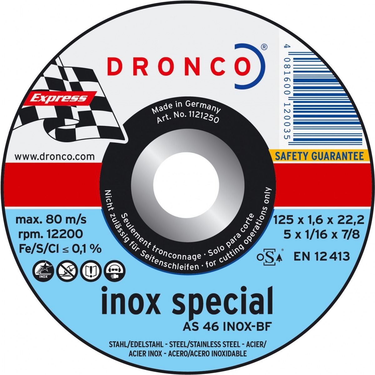 Disco de corte AS 46 T INOX Special Express DRO-AS46TINOX-115 | DISCOS DE CORTE