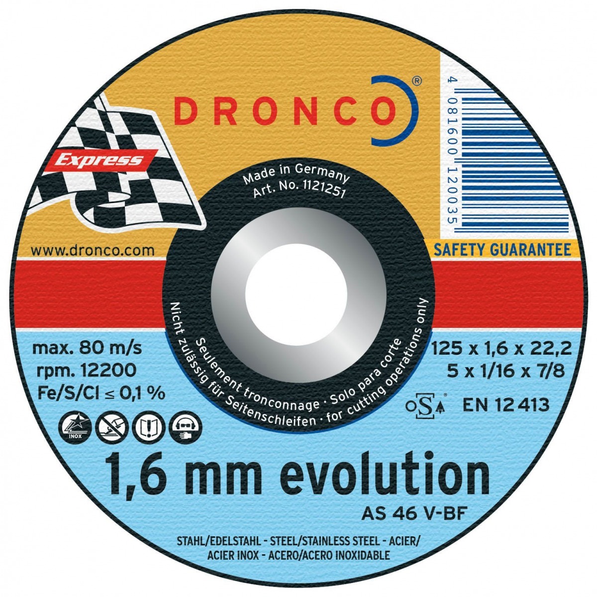 Disco de corte AS 46 V Evolution Express DRO-AS46V-115 | DISCOS DE CORTE