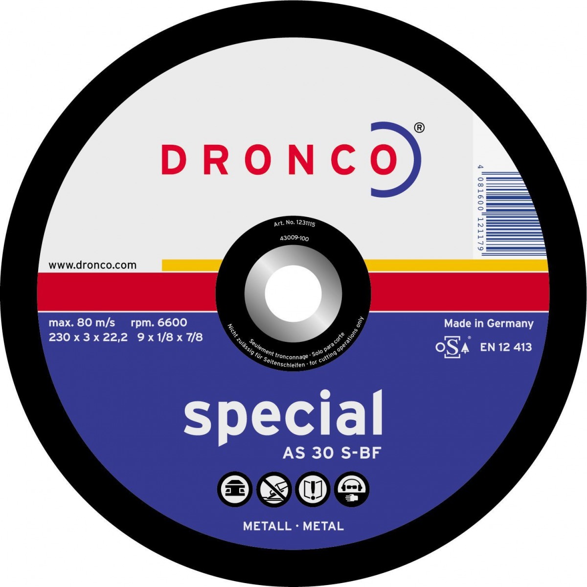 Disco de corte para metal AS 30 S Special DRO-AS30S-300ST/25 | DISCOS DE CORTE