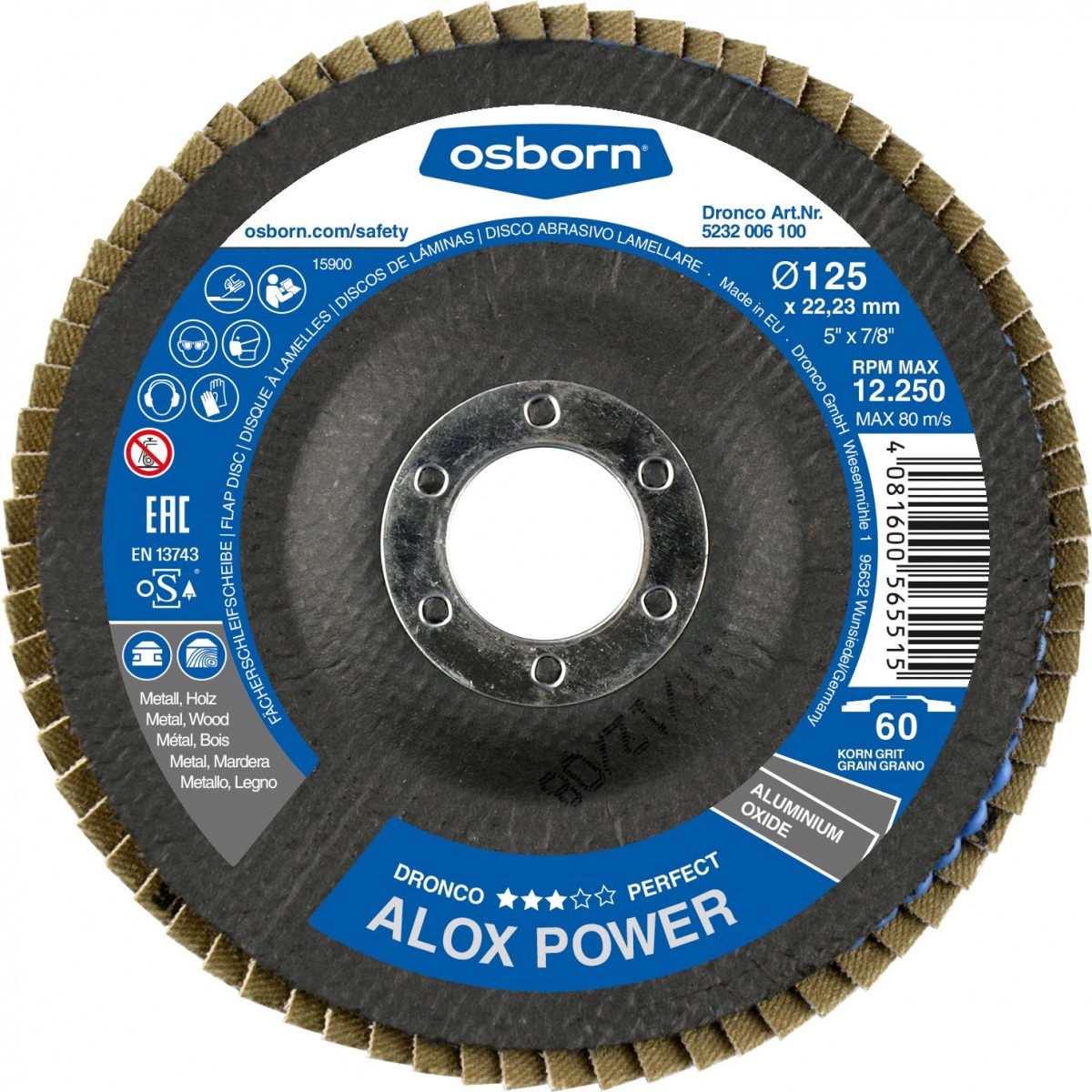 Disco de láminas abrasivo óxido de aluminio ALOX POWER (antes G-A) DRO-5231204100 | DISCOS DE CORTE