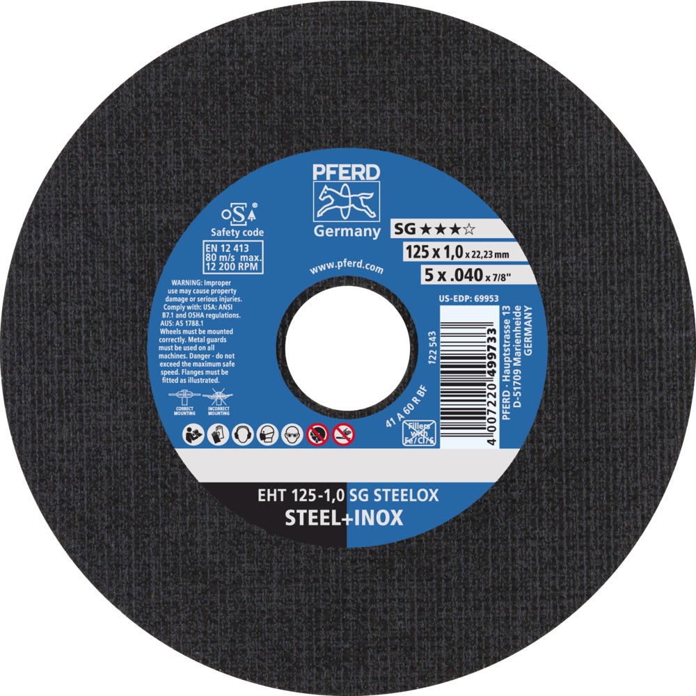 Discos de corte manual - Línea SG STEELOX (acero+inox) PFE-61340412 | DISCOS DE CORTE