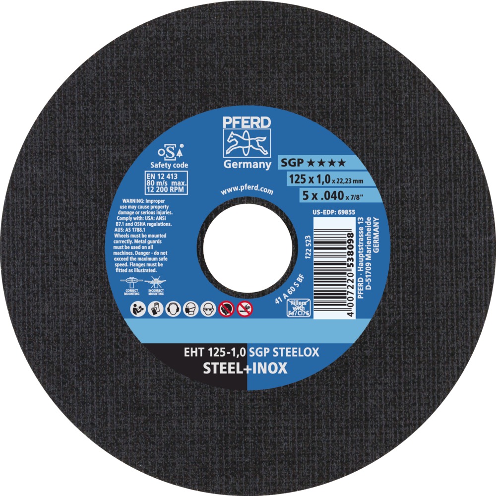 Discos de corte manual - Línea SGP STEELOX (acero+inox) PFE-61330012 | DISCOS DE CORTE