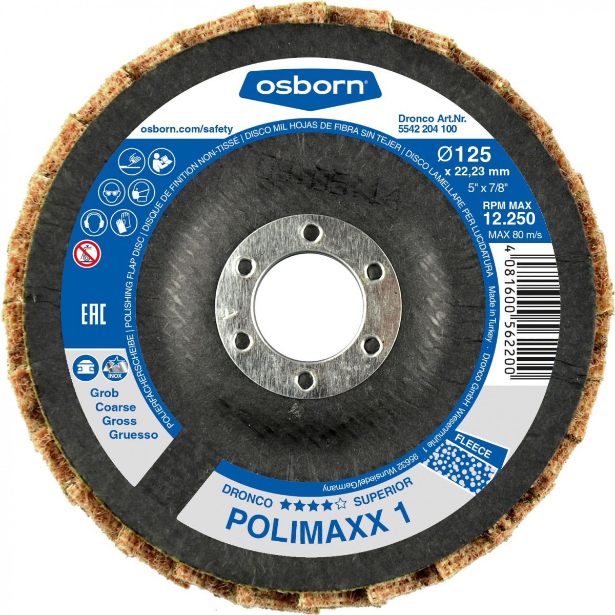 Discos de láminas abrasivas fibra sin tejer de gran basto POLIMAXX 1 DRO-5541204100 | DISCOS DE CORTE