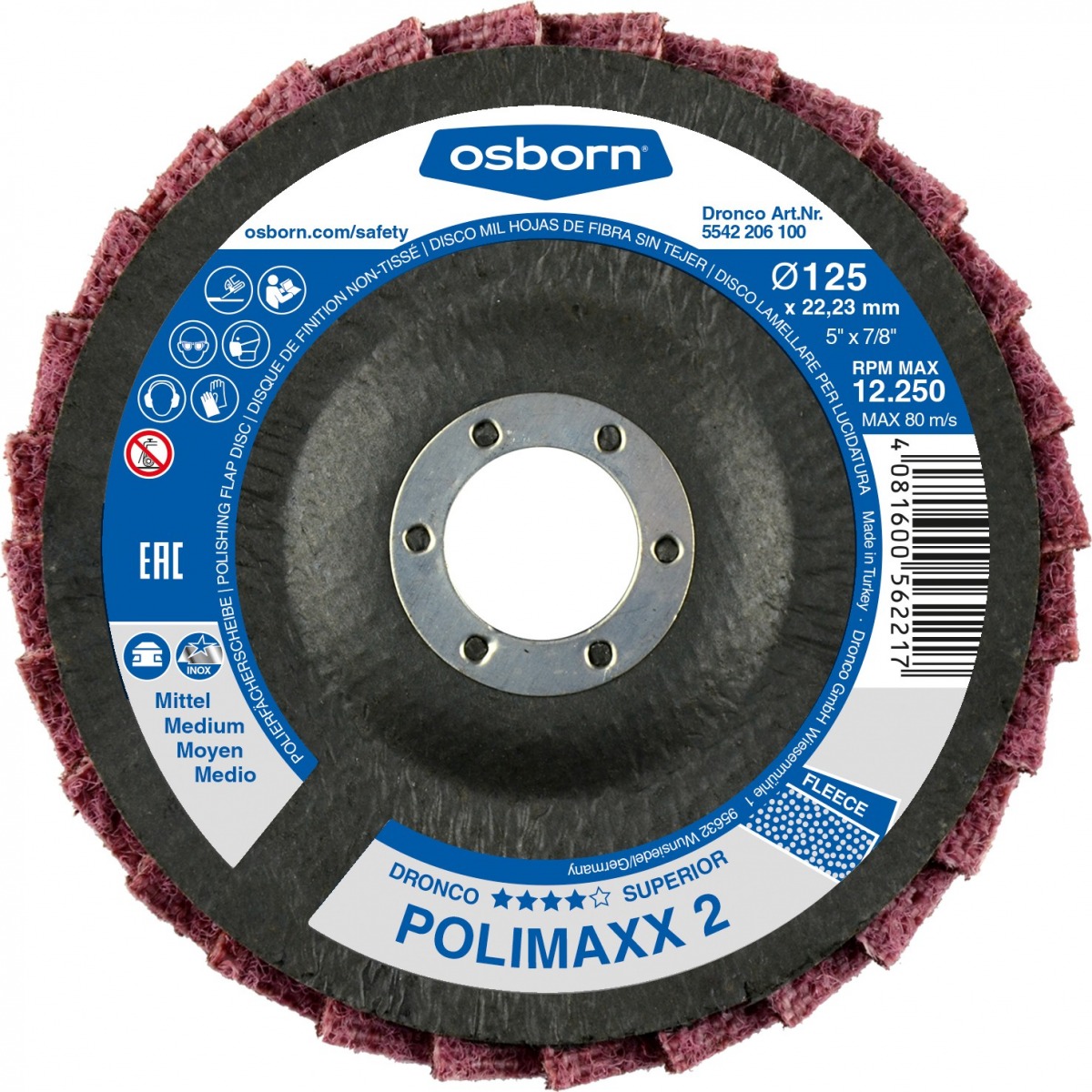 Discos de láminas abrasivas fibra sin tejer de gran medio Polimaxx 2 DRO-5541206100 | DISCOS DE CORTE