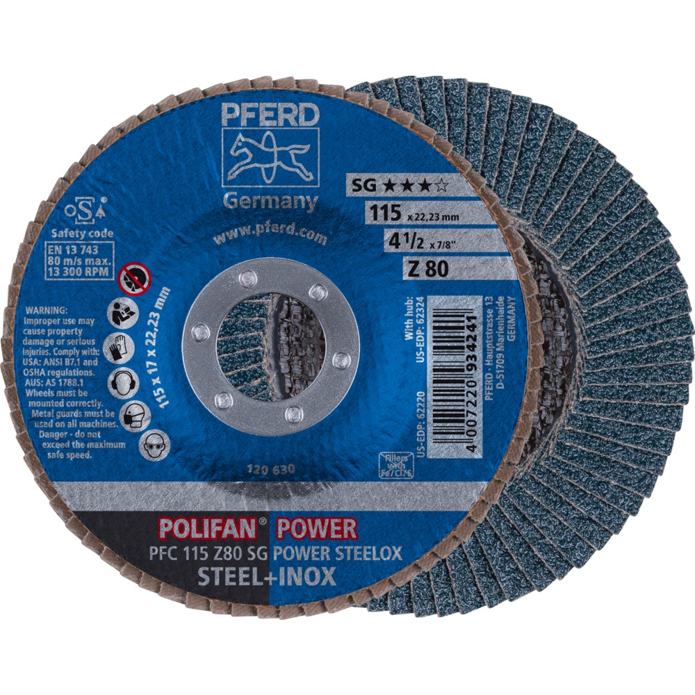 Discos de láminas lijadoras POLIFAN - Z SG POWER STEELOX (acero+inox) PFE-67784115 | DISCOS DE LÁMINAS