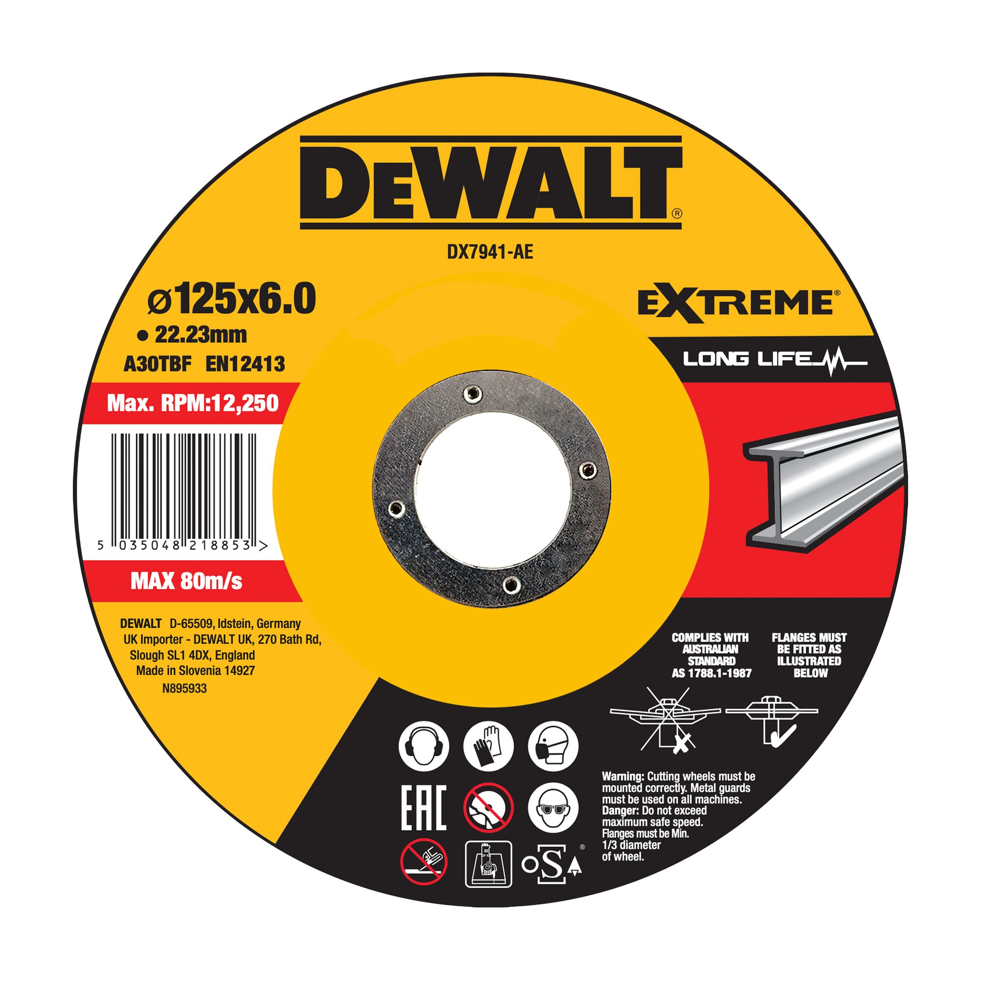 DX7941-AE - Disco de desbaste concavo para metal 125 x 6 x 22.23mm DEW-DX7941-AE | DISCOS DE DESBASTE