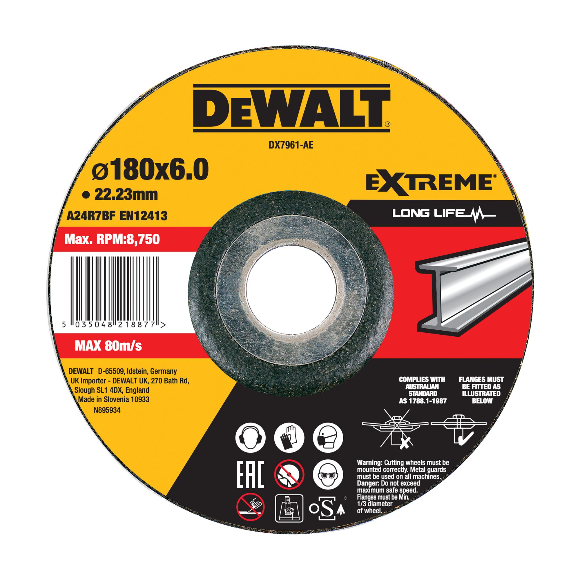 DX7961-AE - Disco de desbaste concavo para metal 180 x 6 x 22.23mm DEW-DX7961-AE | DISCOS DE DESBASTE