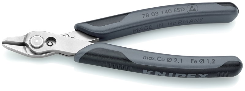 Electronic Super Knips® XL ESD con fundas multicomponentes 140 mm (cartulina autoservicio/blíster) KNIPEX 78 03 140 ESDSB KNI-78 03 140 ESDSB | ALICATES