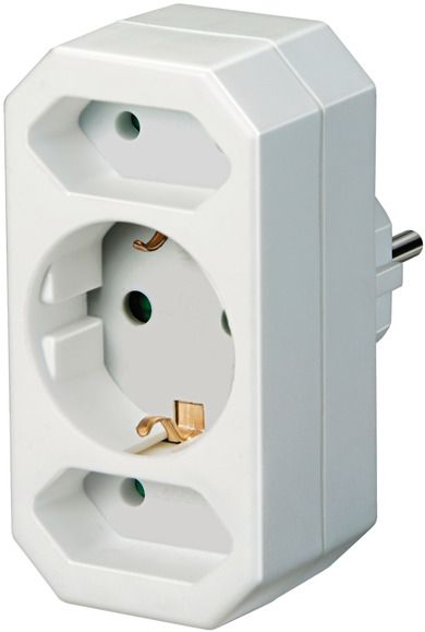 Enchufe adaptador con 2 + 1 tomas de corriente BRE-1508050 | BASES MÚLTIPLES 1