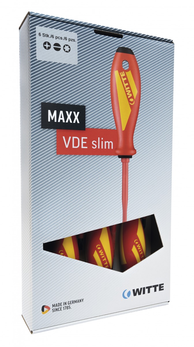 Juego de destornilladores aislados con varilla reducida MAXX VDE Slim WIT-653773 | 