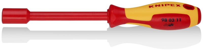 Llave de vaso con mango destornillador mango aislante en dos componentes, según norma VDE bruñido 237 mm KNIPEX 98 03 11 KNI-98 03 11 | LLAVES DE VASO