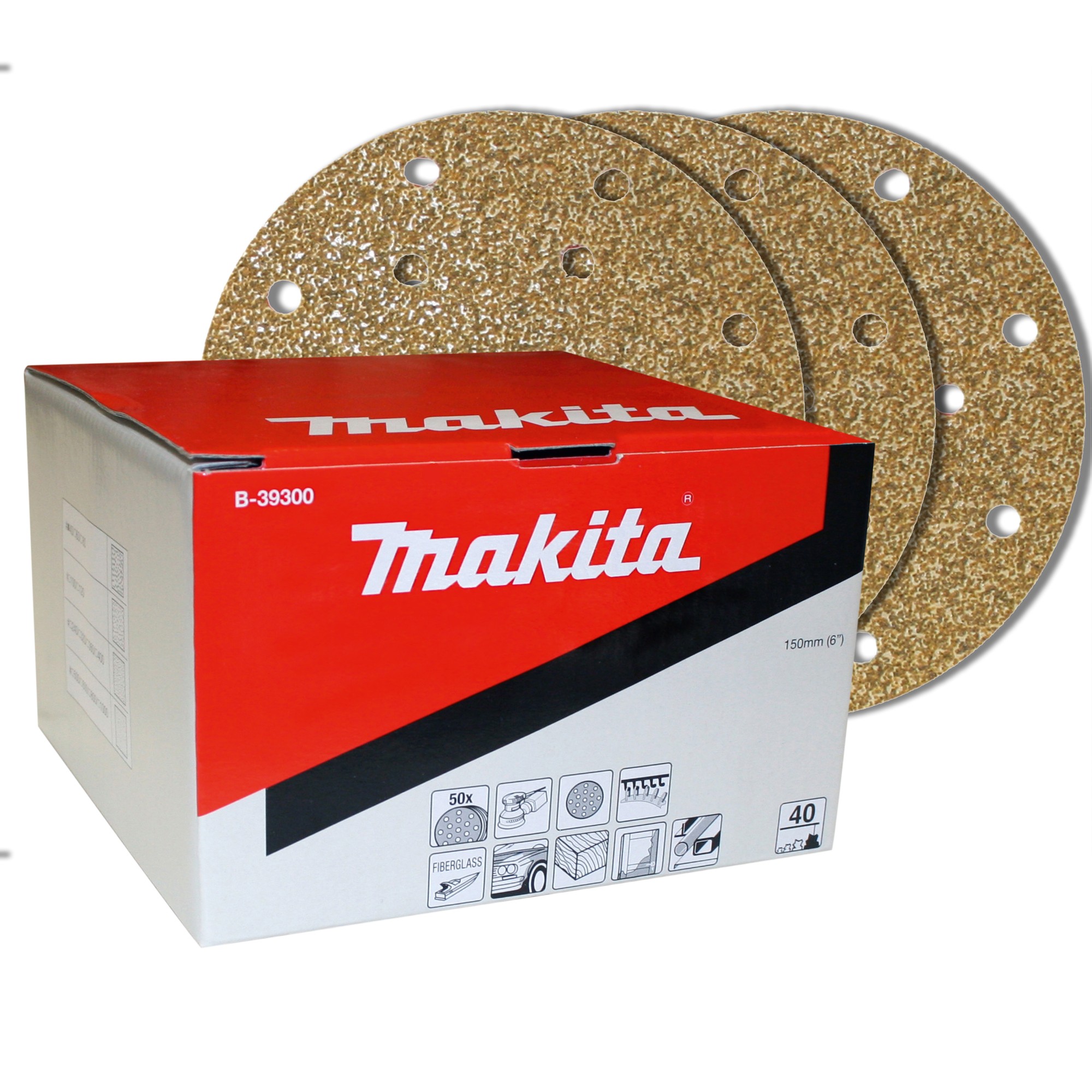 Makita B-39300 Caja de discos 150mm G40 50pcs MAK-B-39300 | DISCOS DE LIJADO