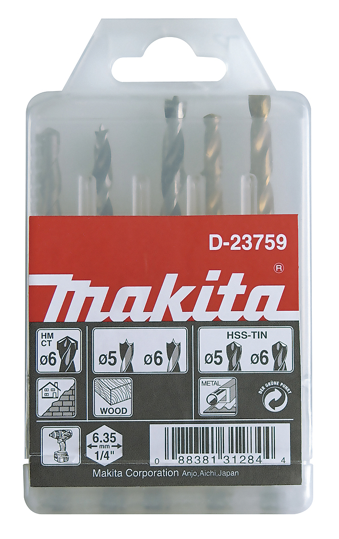 Makita D-23759 Estuche de brocas para madera, metal y ladrillo 1/4\" MAK-D-23759 | BROCAS
