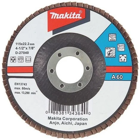 Makita D-27056 Disco de láminas de óxido de aluminio 115mm G80 MAK-D-27056 | DISCOS DE LÁMINAS