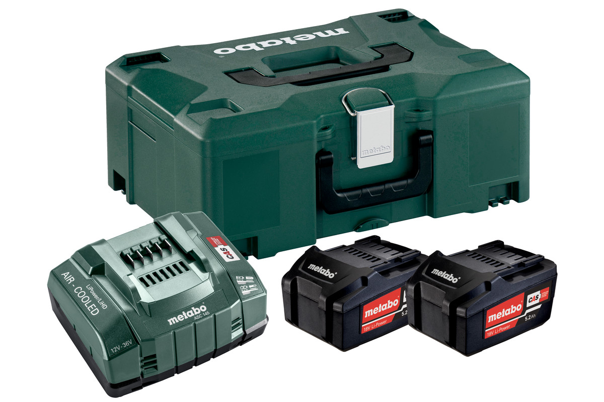 METABO 685065000 Pack de 2 baterías de 18V 5.2 Ah + cargador + maletín MET-685065000 | BATERÍAS