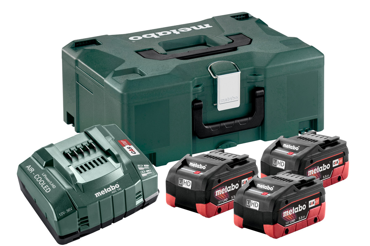 METABO 685069000 Pack de 3 baterías de 18V 5.5 Ah + cargador + maletín MET-685069000 | BATERÍAS