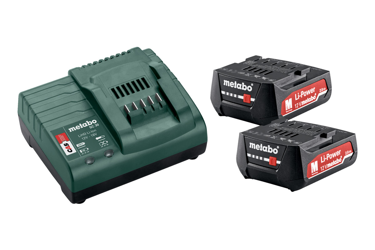 Pack 2 baterías de 12V 2.0 Ah + cargador  METABO 685300000 Set básico  MET-685300000 | BATERÍAS