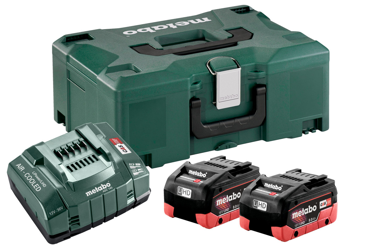 METABO 685131000 Pack de 2 baterías de 18V 8.0 Ah + cargador + maletín MET-685131000 | BATERÍAS