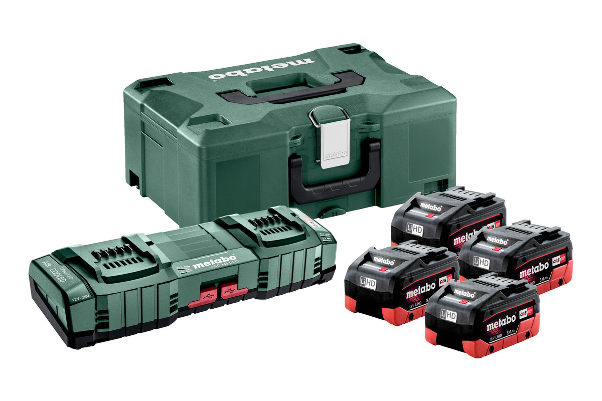Pack de 4 baterías de 18 V 8.0 Ah + doble cargador + maletín METABO 685135000 MET-685135000 | PACKS
