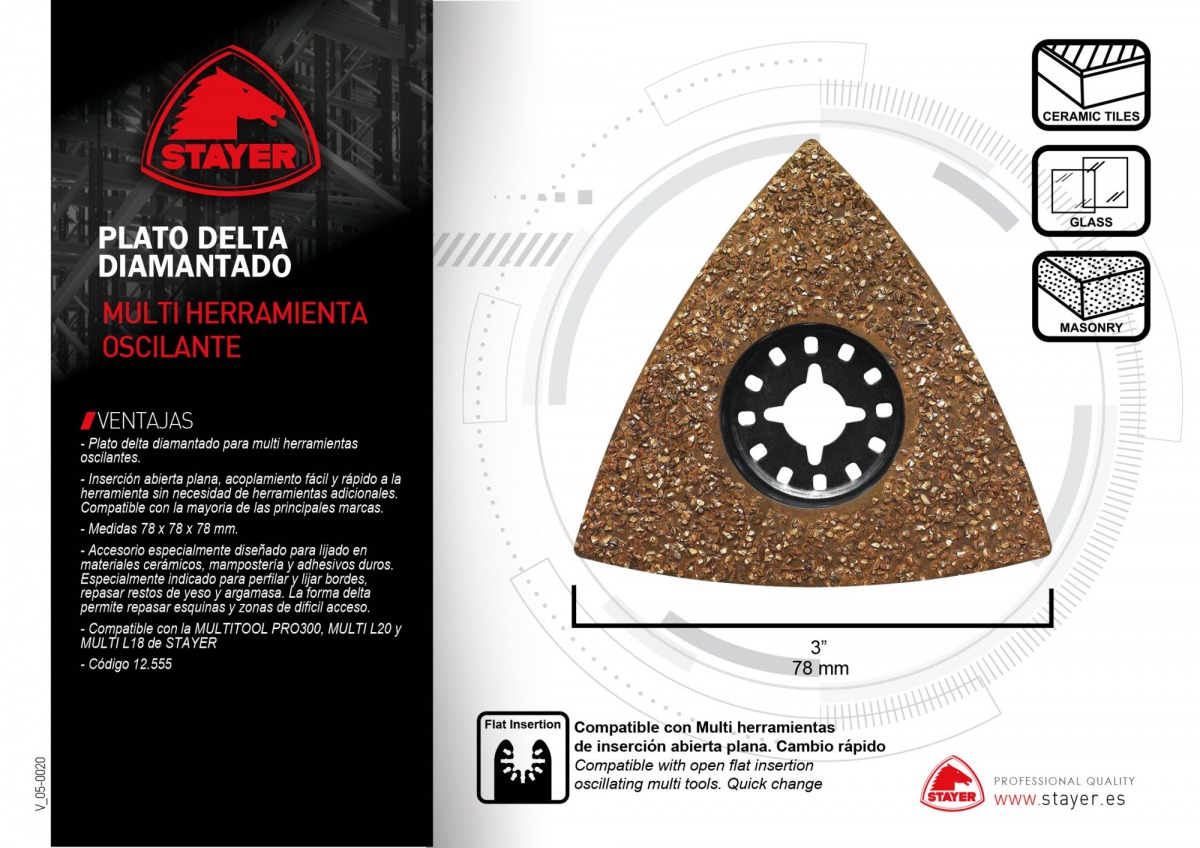 Plato delta diamantado PROFESIONAL para la MULTITOOL PRO 300 STA-12.555 | 